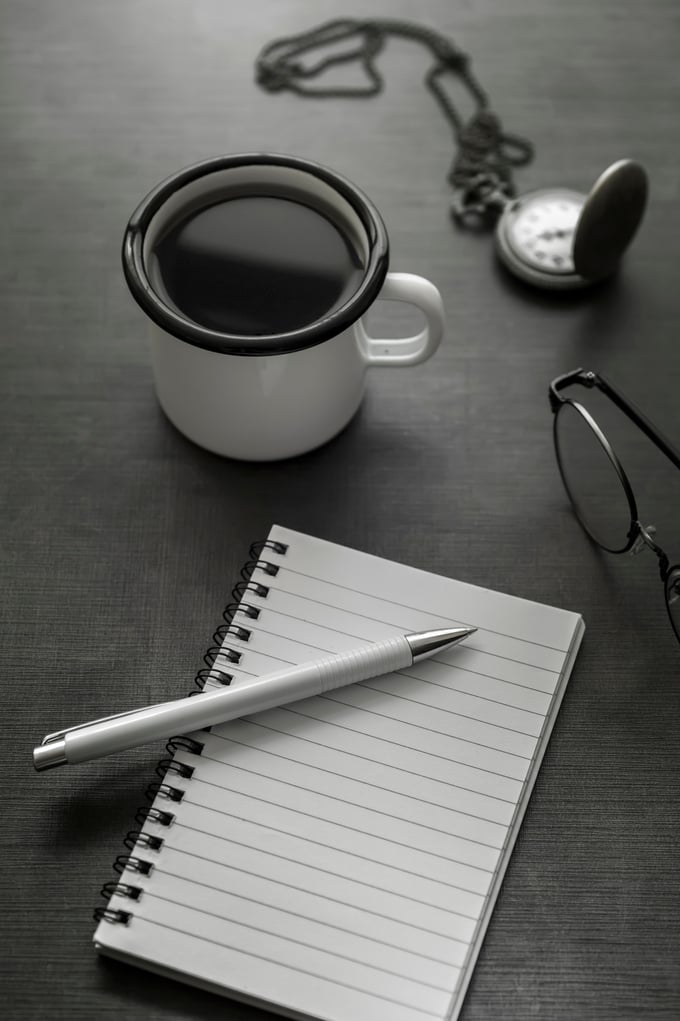 Working desk in black and white